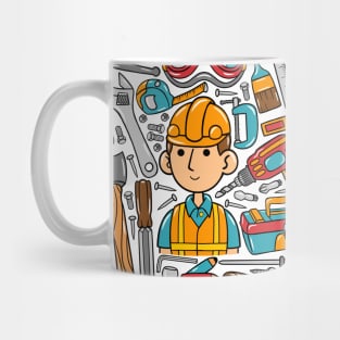 Man Builder Kawaii Doodle Mug